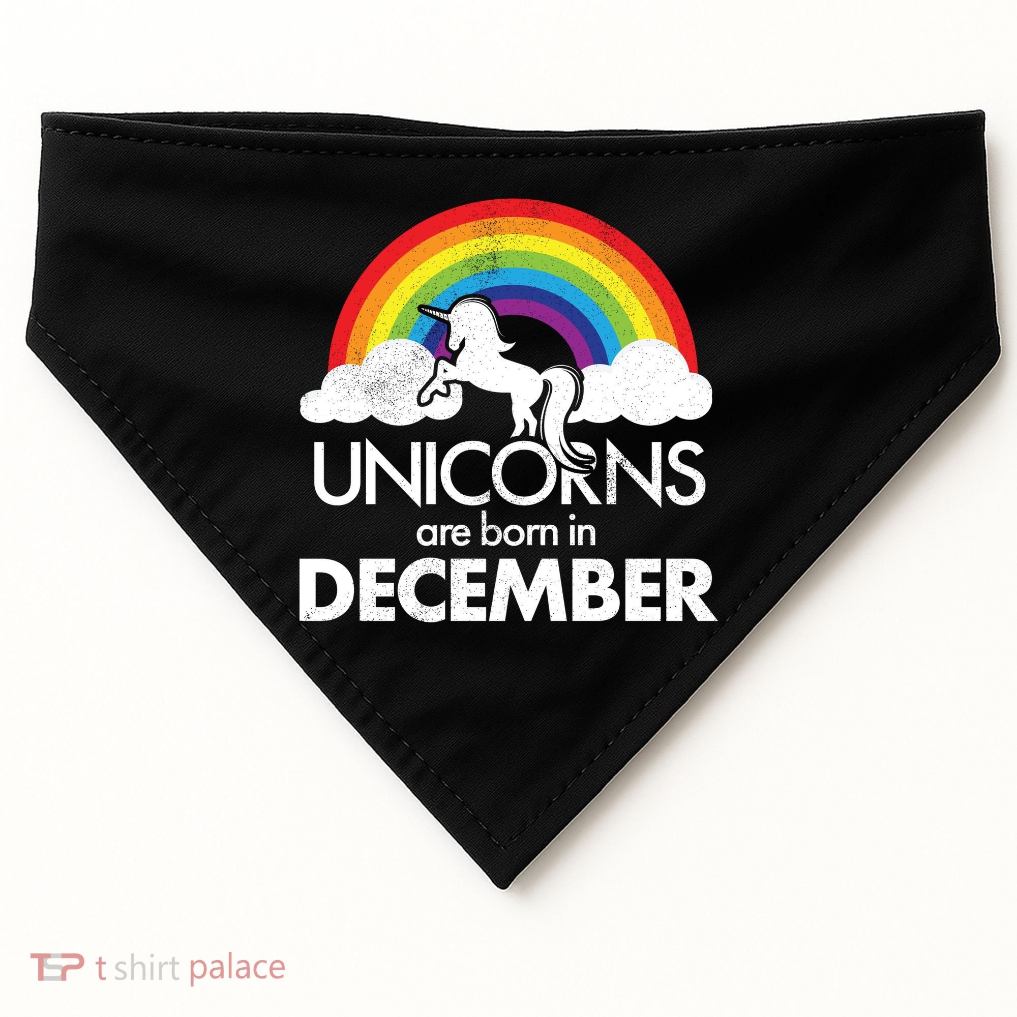 Unicorns Are Born In December Rainbow Retro USA-Made Doggie Bandana