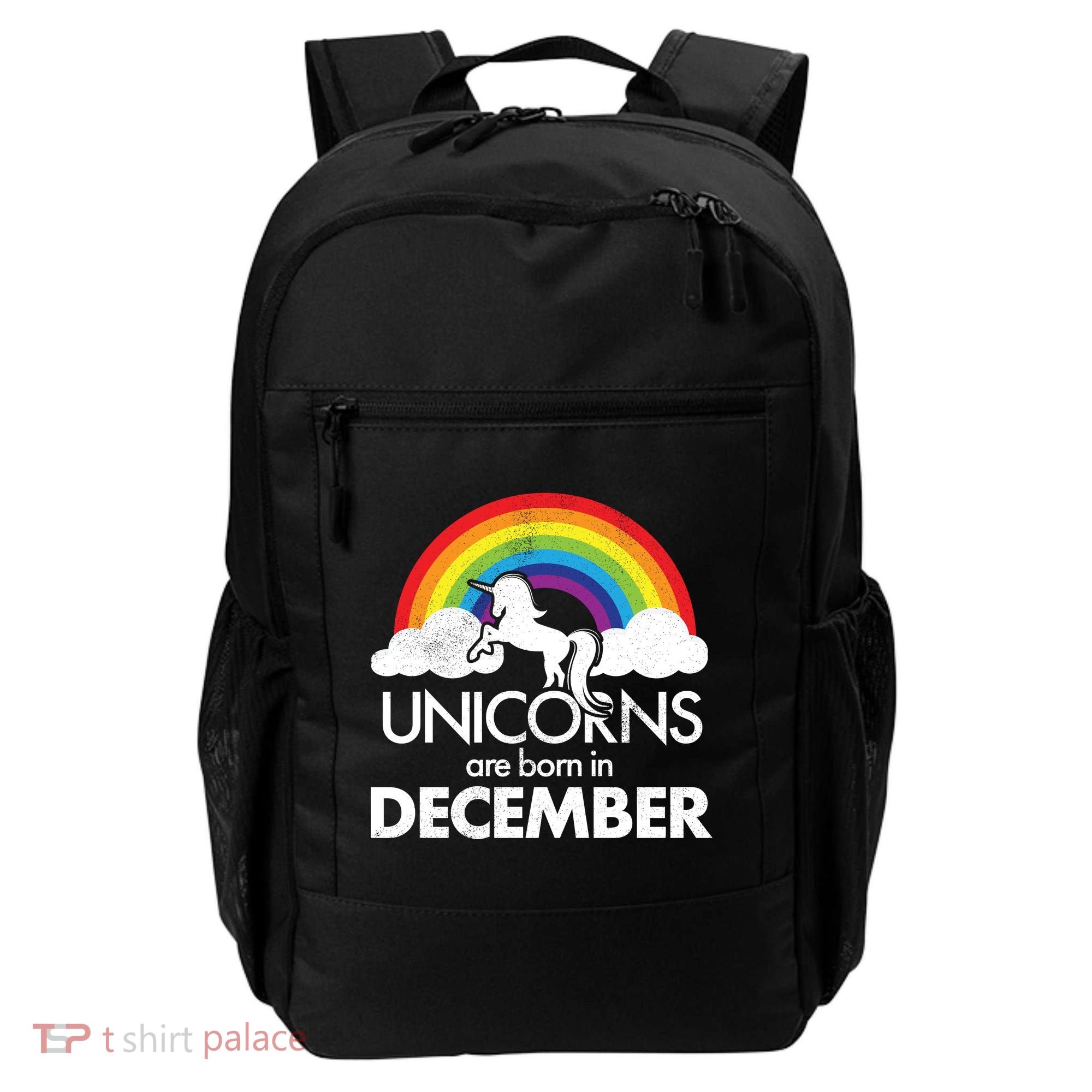 Unicorns Are Born In December Rainbow Retro Backpack