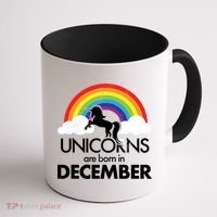 Unicorns Are Born In December Rainbow Retro Coffee Mug thumb 1