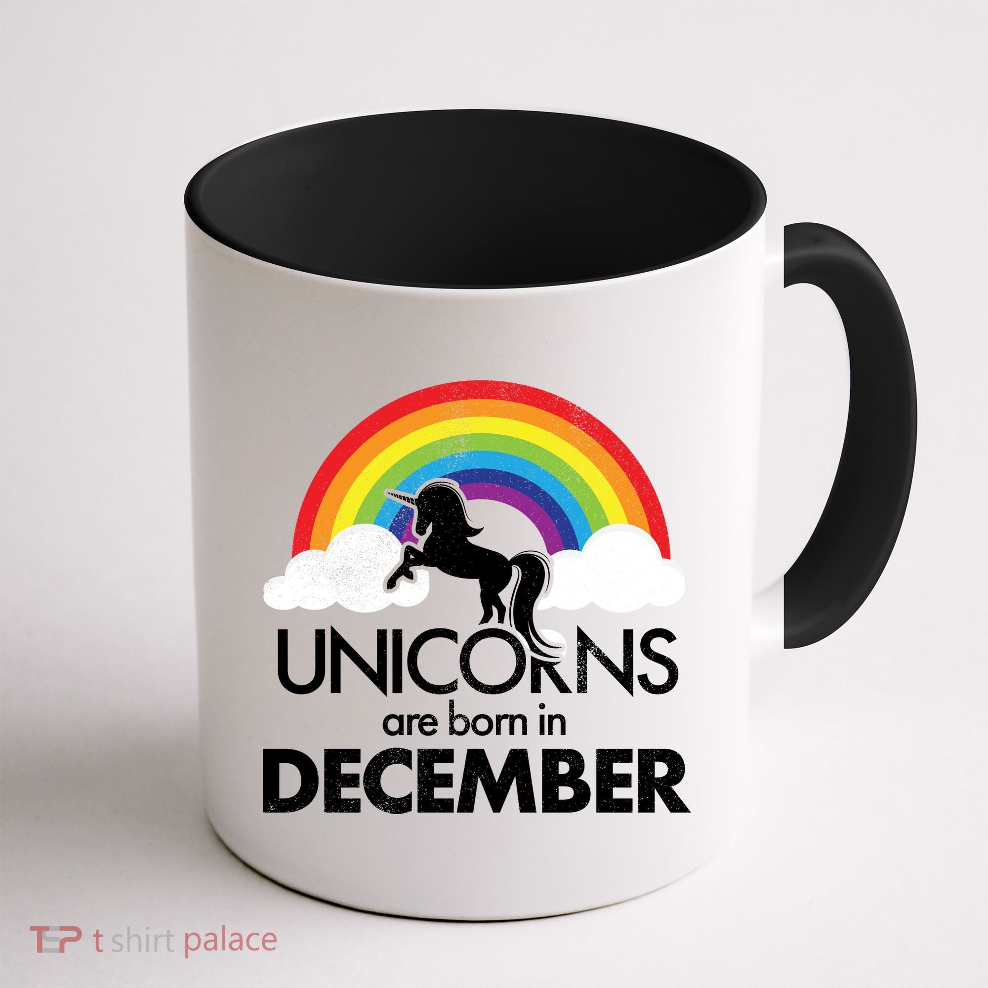 Unicorns Are Born In December Rainbow Retro Coffee Mug