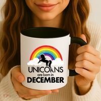 Unicorns Are Born In December Rainbow Retro Coffee Mug thumb 3