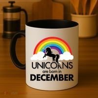 Unicorns Are Born In December Rainbow Retro Coffee Mug thumb 4