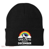 Unicorns Are Born In December Rainbow Retro Beanie thumb 0
