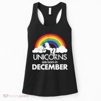 Unicorns Are Born In December Rainbow Retro Women's Tank Top thumb 0