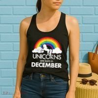 Unicorns Are Born In December Rainbow Retro Women's Tank Top thumb 2