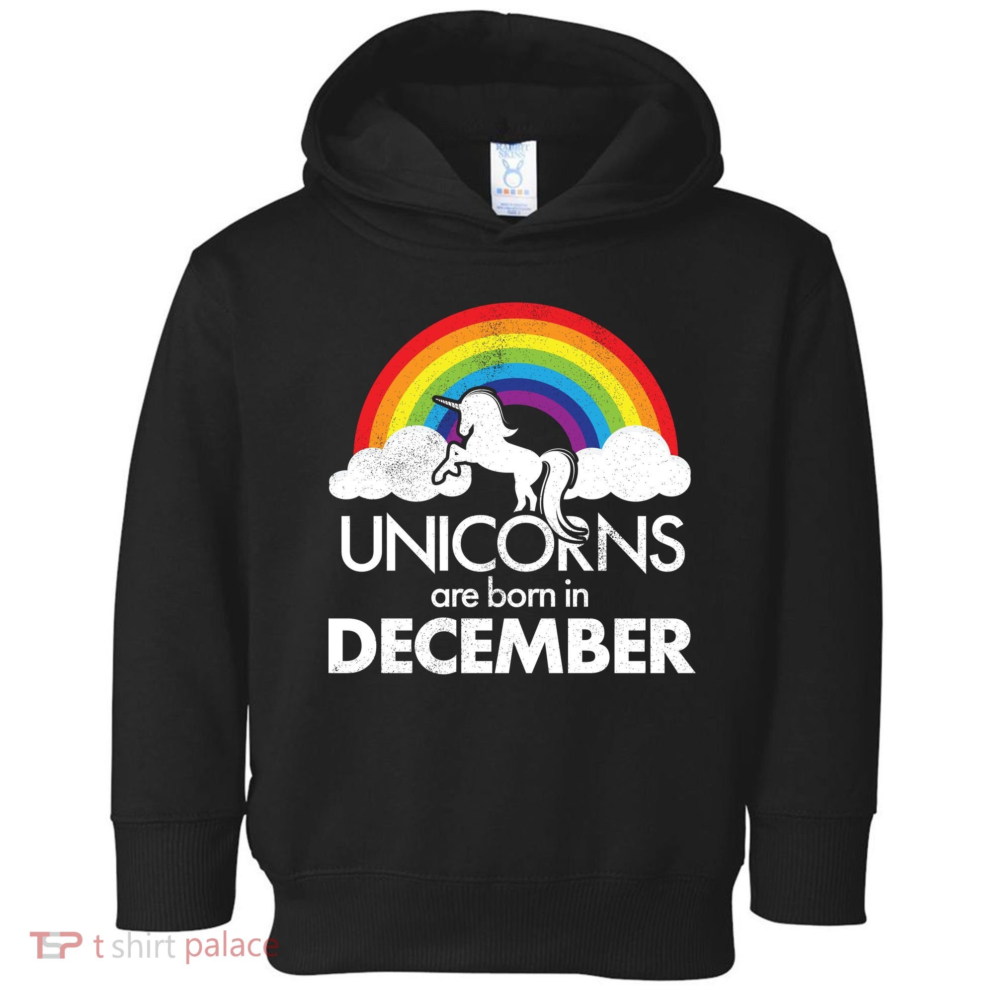 Unicorns Are Born In December Rainbow Retro Toddler Hoodie