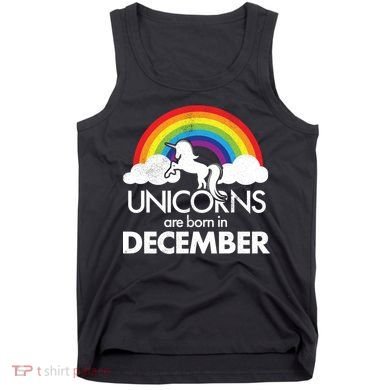 Unicorns Are Born In December Rainbow Retro Tank Top