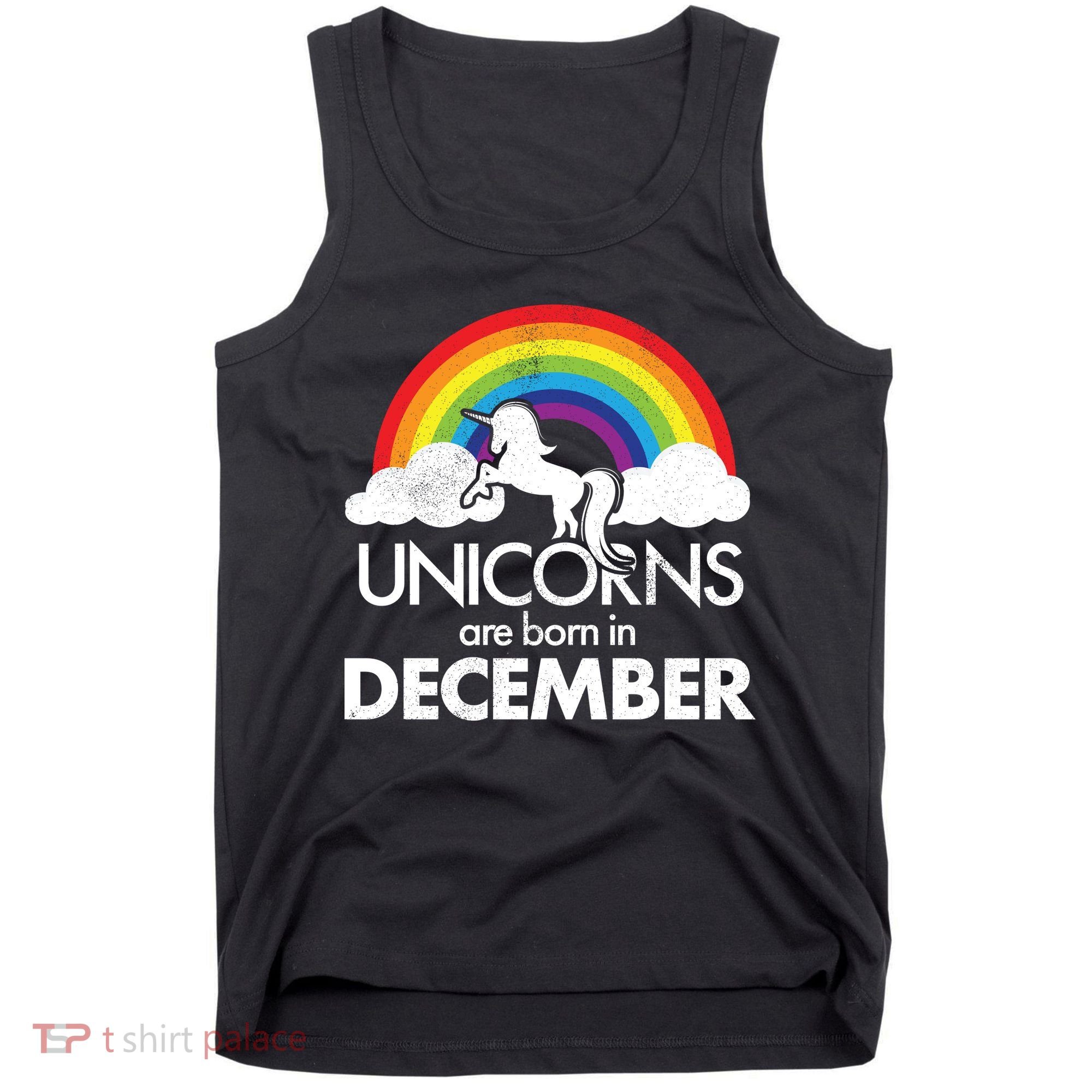 Unicorns Are Born In December Rainbow Retro Tank Top