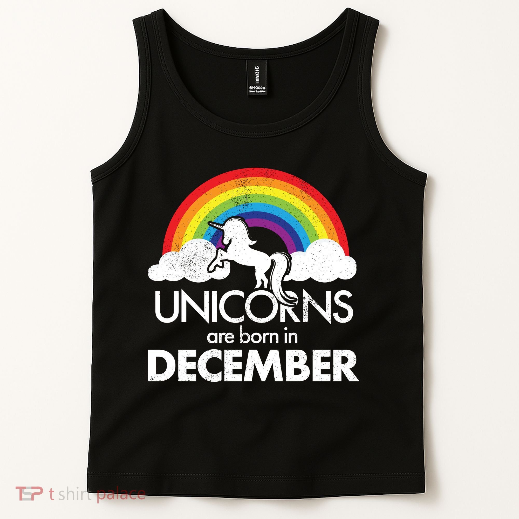 Unicorns Are Born In December Rainbow Retro Tank Top