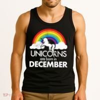 Unicorns Are Born In December Rainbow Retro Tank Top thumb 3