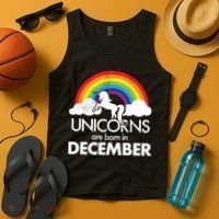 Unicorns Are Born In December Rainbow Retro Tank Top thumb 4