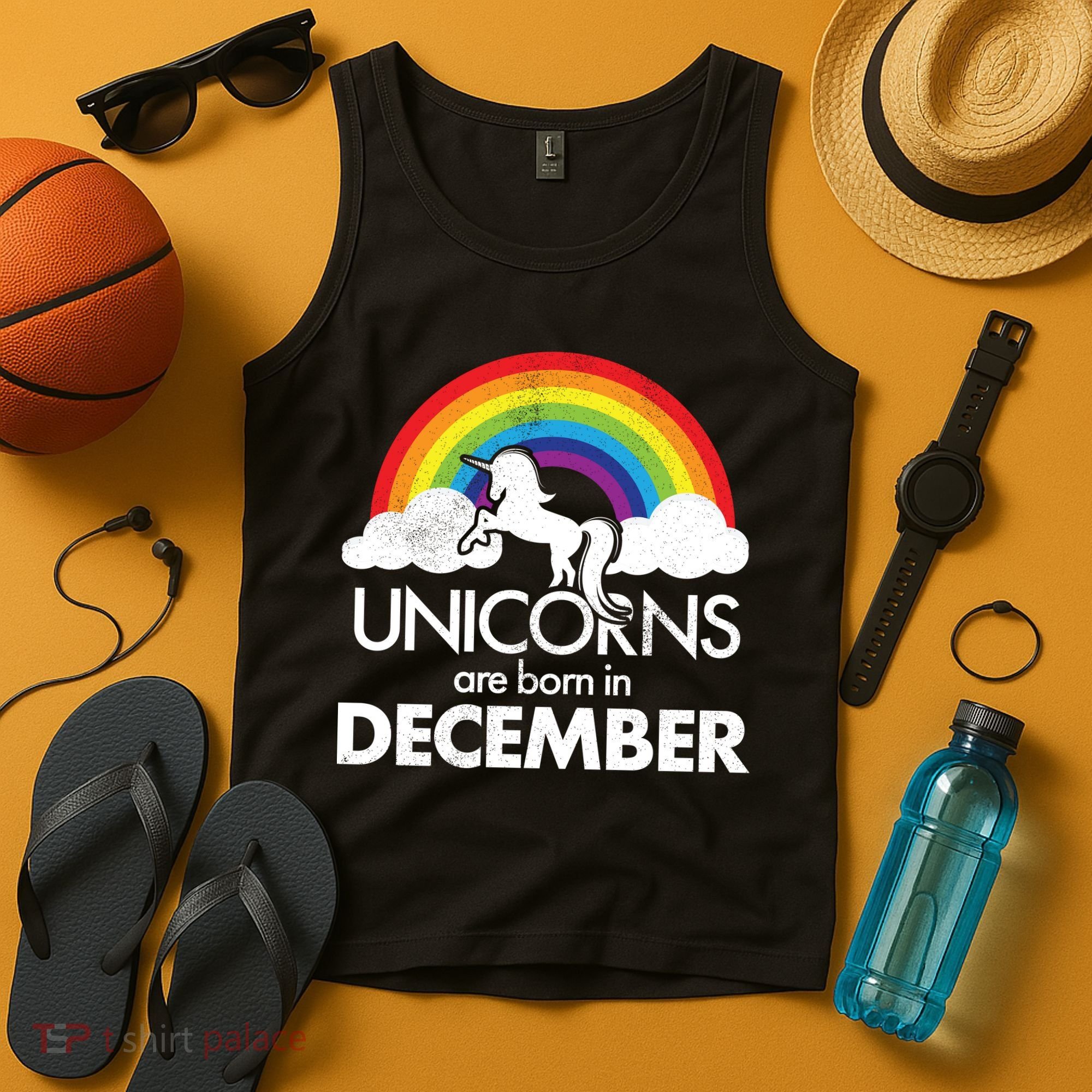 Unicorns Are Born In December Rainbow Retro Tank Top