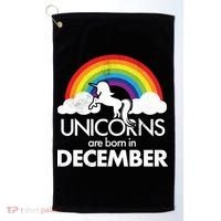 Unicorns Are Born In December Rainbow Retro Golf Towel thumb 0