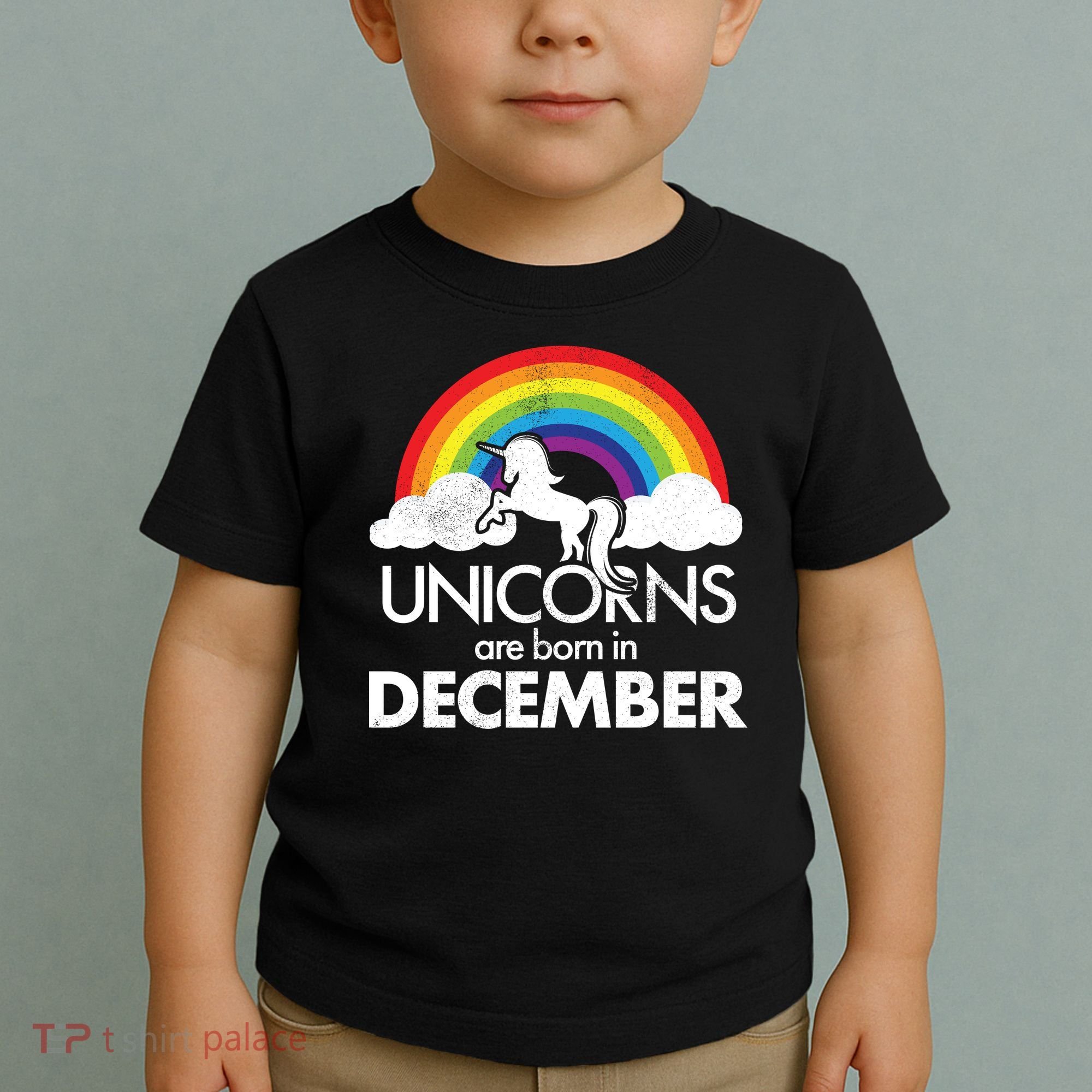 Unicorns Are Born In December Rainbow Retro Toddler T-Shirt