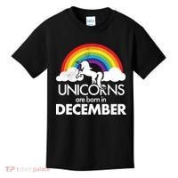 Unicorns Are Born In December Rainbow Retro Kids T-Shirt thumb 0