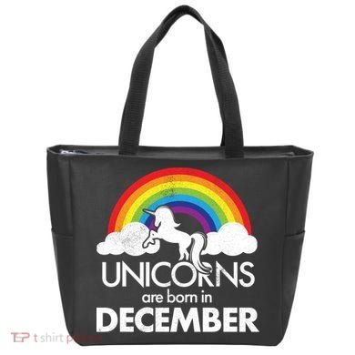 Unicorns Are Born In December Rainbow Retro Tote Bag