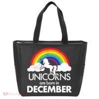 Unicorns Are Born In December Rainbow Retro Tote Bag thumb 0
