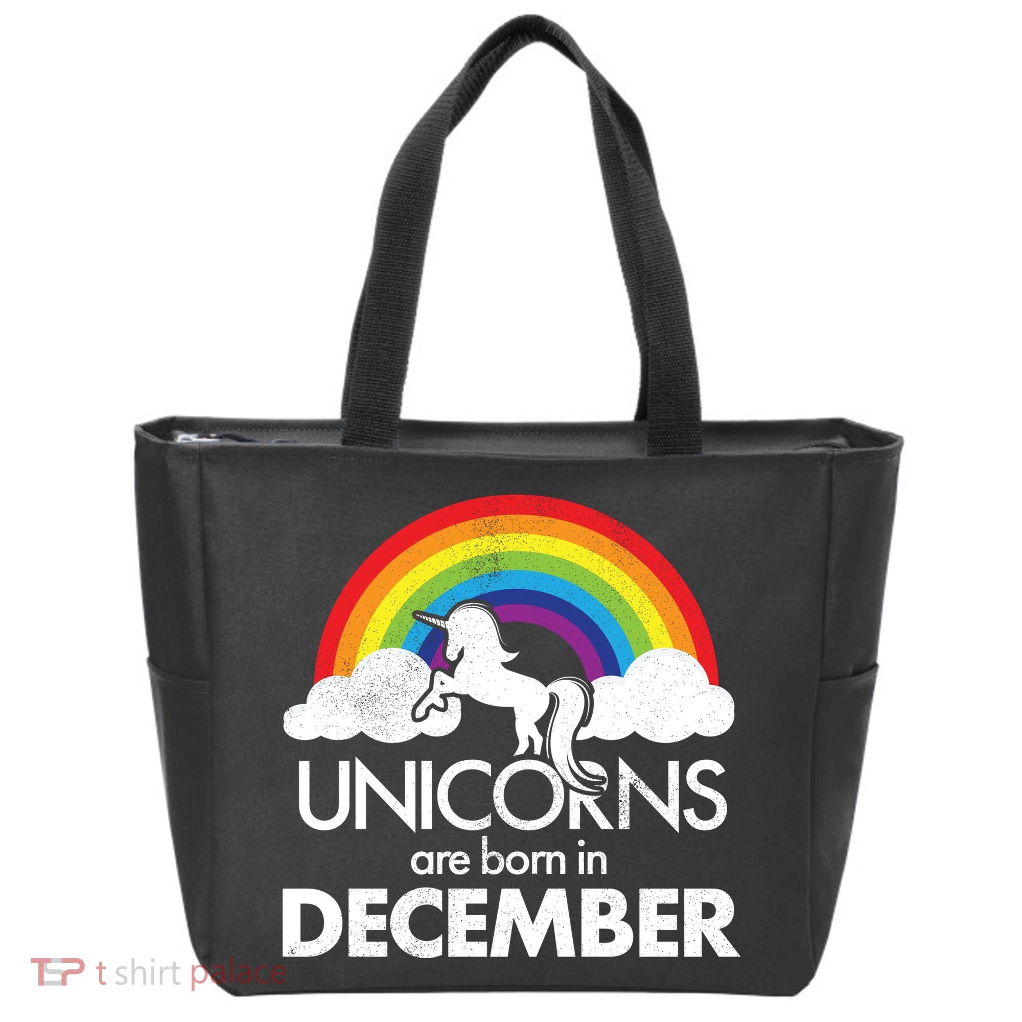 Unicorns Are Born In December Rainbow Retro Tote Bag