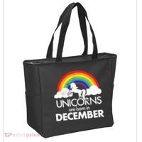 Unicorns Are Born In December Rainbow Retro Tote Bag thumb 2