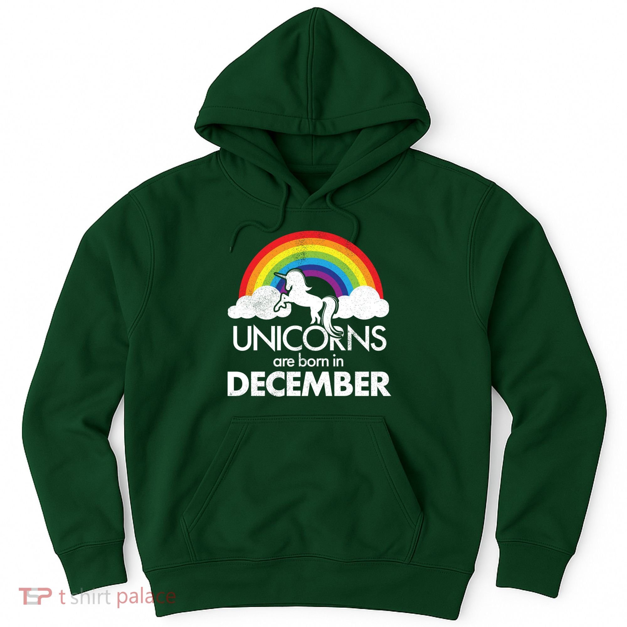 Unicorns Are Born In December Rainbow Retro Hoodie