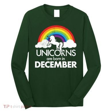 Unicorns Are Born In December Rainbow Retro Long Sleeve Shirt