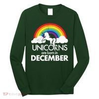 Unicorns Are Born In December Rainbow Retro Long Sleeve Shirt thumb 0