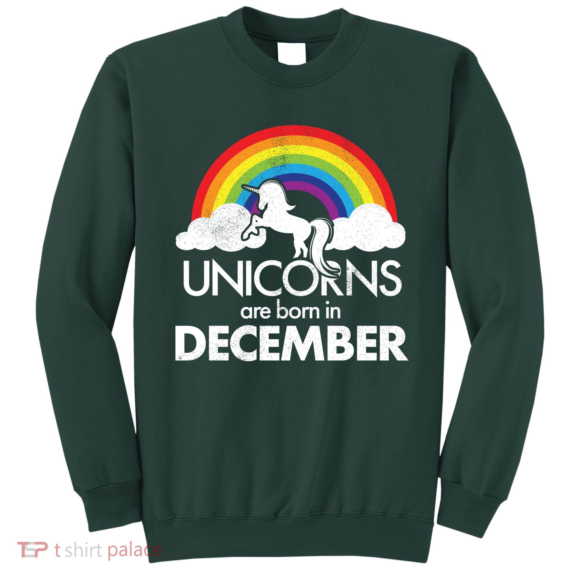 Unicorns Are Born In December Rainbow Retro Sweatshirt