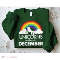 Unicorns Are Born In December Rainbow Retro Sweatshirt thumb 2