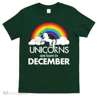 Unicorns Are Born In December Rainbow Retro T-Shirt