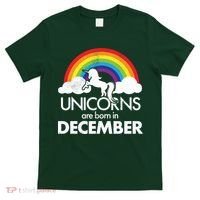 Unicorns Are Born In December Rainbow Retro T-Shirt thumb 0