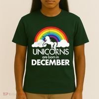 Unicorns Are Born In December Rainbow Retro T-Shirt thumb 4