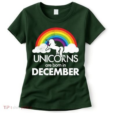 Unicorns Are Born In December Rainbow Retro Women's T-Shirt