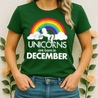 Unicorns Are Born In December Rainbow Retro Women's T-Shirt thumb 2
