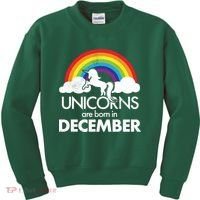 Unicorns Are Born In December Rainbow Retro Kids Sweatshirt thumb 0