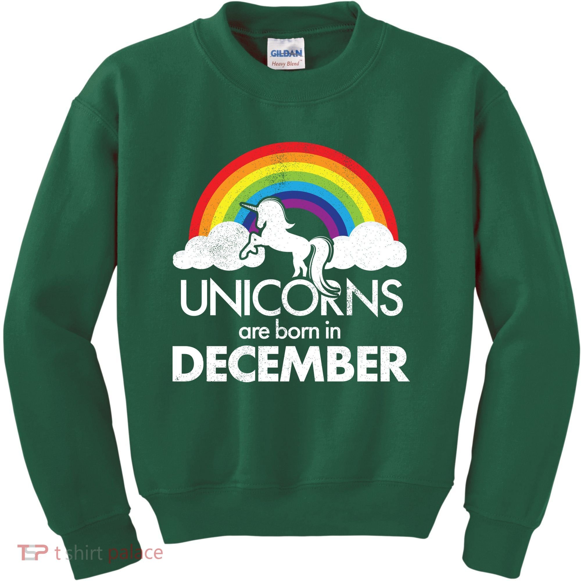 Unicorns Are Born In December Rainbow Retro Kids Sweatshirt