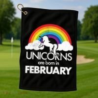 Unicorns Are Born in February  Golf Towel thumb 1
