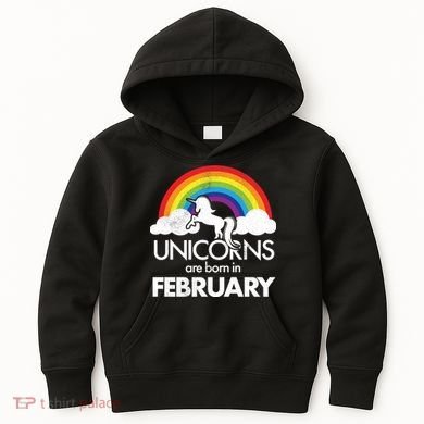 Unicorns Are Born in February  Kids Hoodie