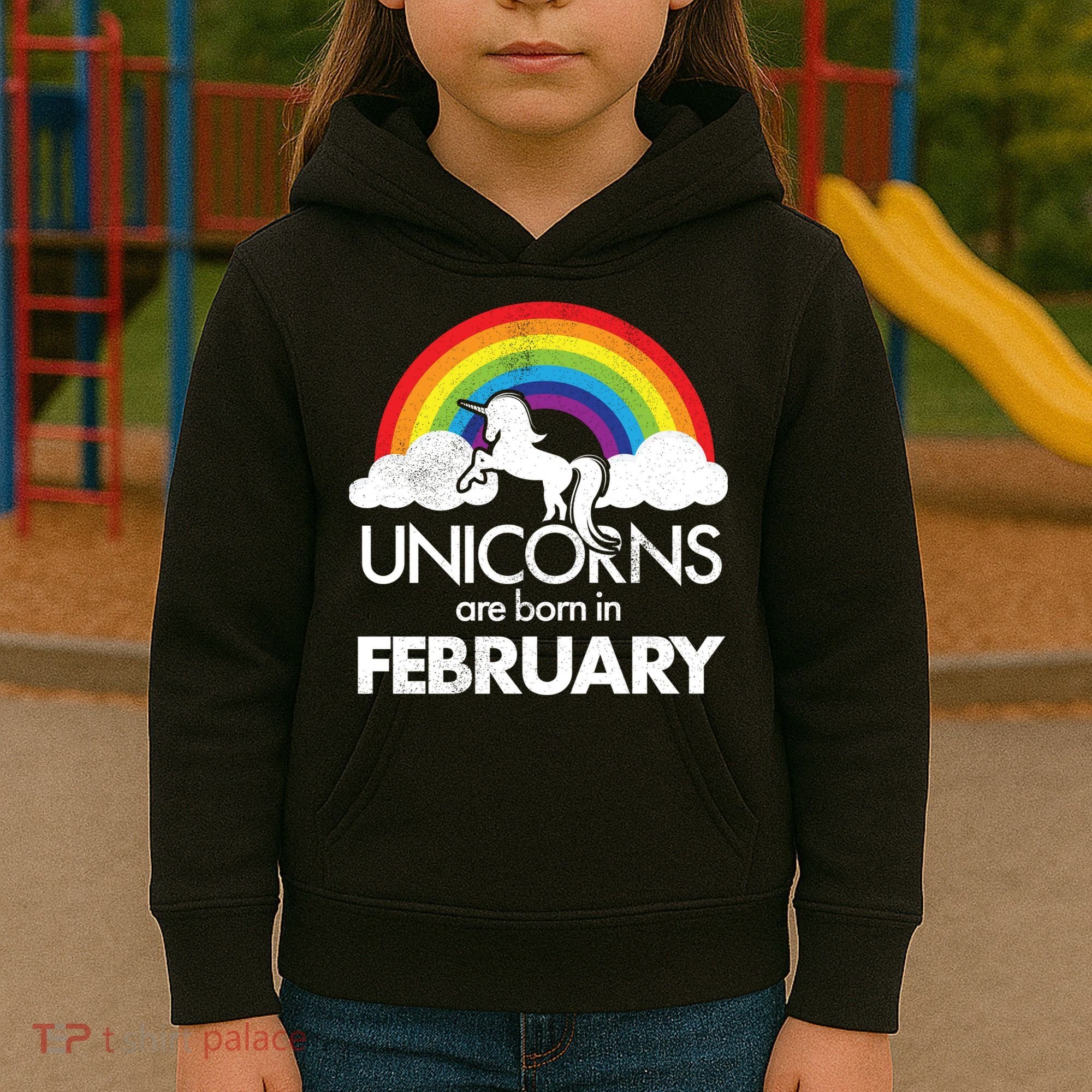 Unicorns Are Born in February  Kids Hoodie