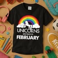 Unicorns Are Born in February  Kids T-Shirt thumb 3