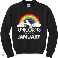 Unicorns Are Born in January Kids Sweatshirt thumb 0