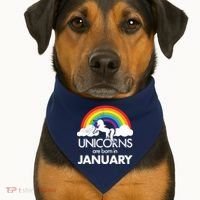 Unicorns Are Born In January USA-Made Doggie Bandana thumb 1