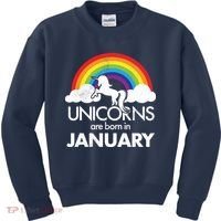 Unicorns Are Born In January Kids Sweatshirt thumb 0