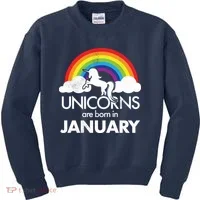Unicorns Are Born In January Kids Sweatshirt thumb 0