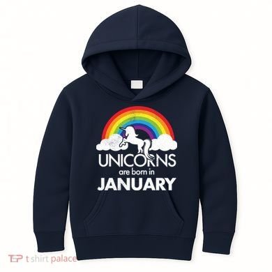 Unicorns Are Born In January Kids Hoodie