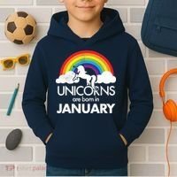 Unicorns Are Born In January Kids Hoodie thumb 2