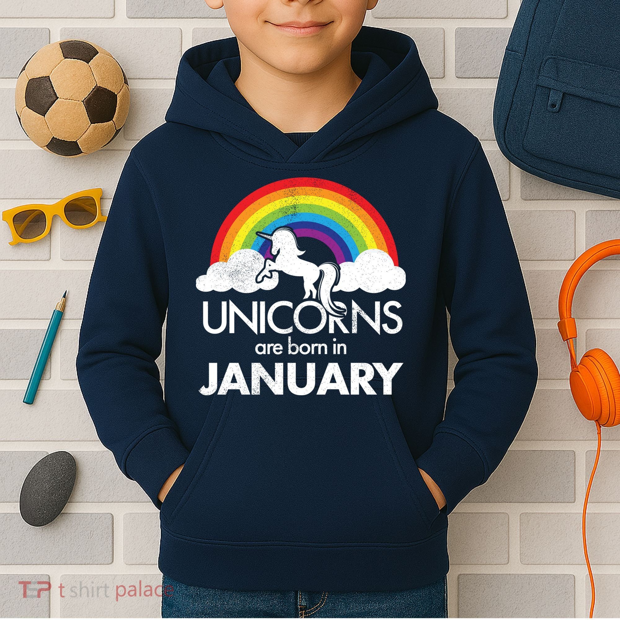 Unicorns Are Born In January Kids Hoodie