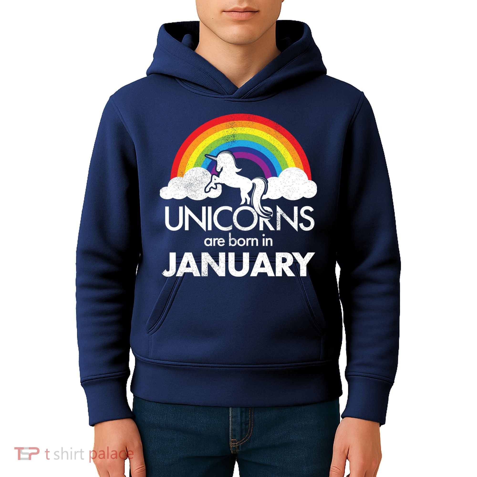 Unicorns Are Born In January Kids Hoodie