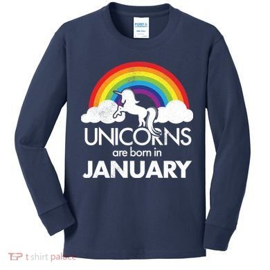 Unicorns Are Born In January Kids Long Sleeve Shirt