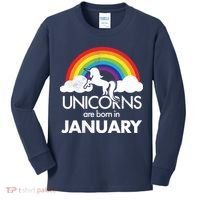 Unicorns Are Born In January Kids Long Sleeve Shirt thumb 0