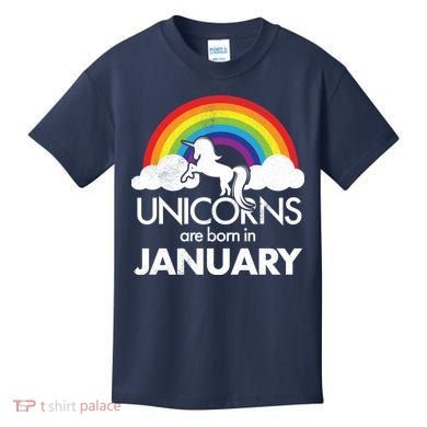 Unicorns Are Born In January Kids T-Shirt